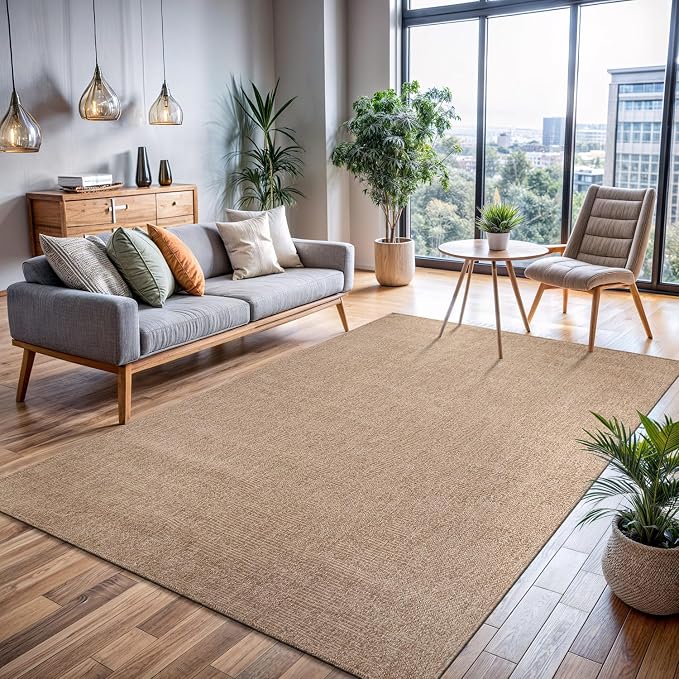 CAMILSON Easy Jute Rug 9x12, Indoor Outdoor Natural Color Fiber Large Area Rugs - Image 8