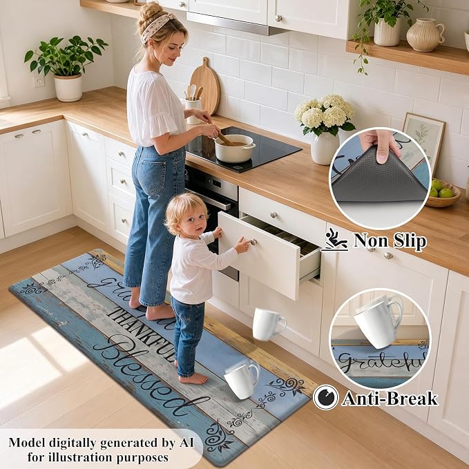 HEBE Anti Fatigue Kitchen Rugs Set of 2, Non Slip Cushioned Kitchen Mats - Image 4