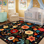 RELEANY Floral Square 6ft Area Rugs Washable Print Boho Cute Carpet Non Slip - Image 8
