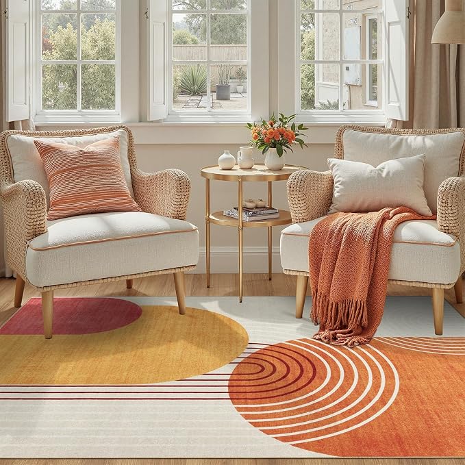 DCX Abstract Machine Washable 5x7 Rug, Mid Century Modern Rug - Image 2
