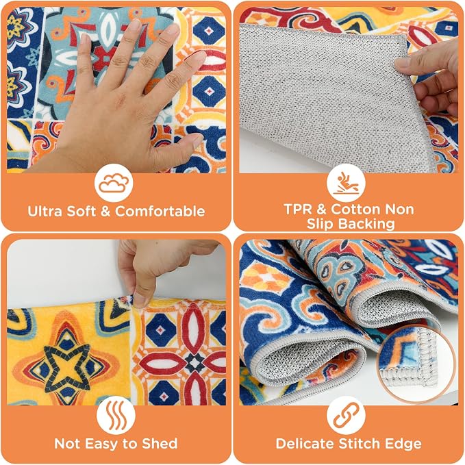 Sofort Kitchen Rugs Sets of 3, Boho Kitchen Mats - Image 6