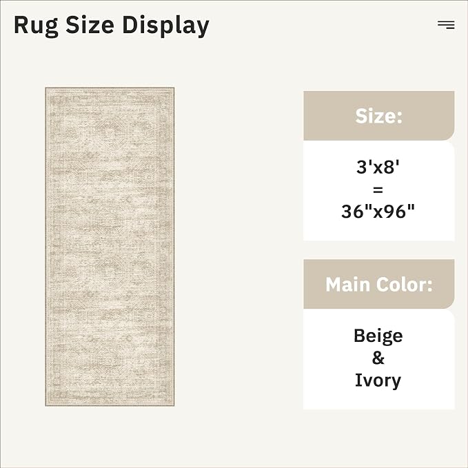 Soalmost Runner Rug 3x8 Washable Non-Slip Hallway Runner Rugs - Image 5