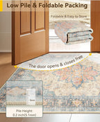RELEANY Area Rugs 4'x5' Washable Non-Slip, Floral Vintage Distress Medallion - Image 3