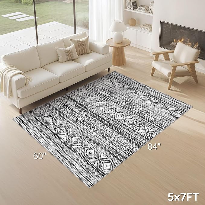 cotiled 5x7 Area Rugs Living Room Rug: Washable Boho Rugs - Image 2