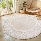 6ft Washable Round Rug for Entryway Modern Checkered Bedroom Circle Rug Non - Image 8
