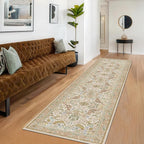 Beige 10 ft Long Vintage Runner Rugs - Image 3