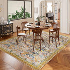 AMTOVO 5x7 Washable Area Rugs for Bedroom, Vintage Boho Floral Distressed Print - Image 3