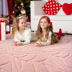 5x7 Pink Washable Area Rug for Bedroom Living Room, Leaf Geometric Patter Shag - Image 3