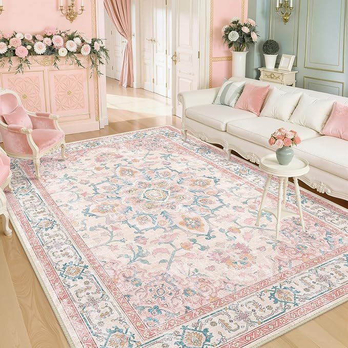 CAPALOCA Machine Washable Rugs Nursery Rug 5x8 Cute Girl Non Slip Low Pile - Image 9