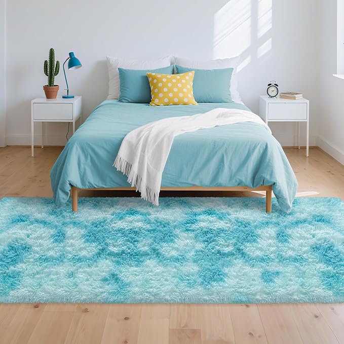 Light Blue Fluffy Rug for Bedroom Living Room, 3x10 ft Soft Sky Blue Bedroom - Image 2