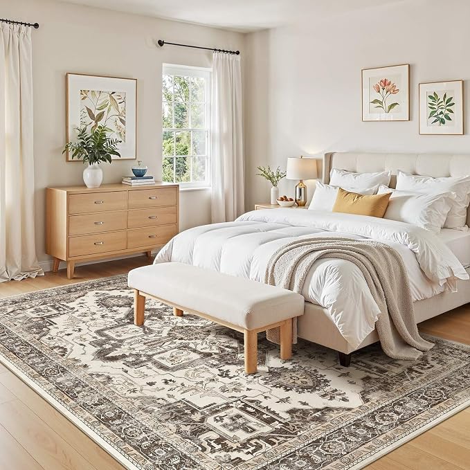 10x12 Washable Area Rugs for Living Room, Large Rug Non Slip Backing Vintage - Image 5