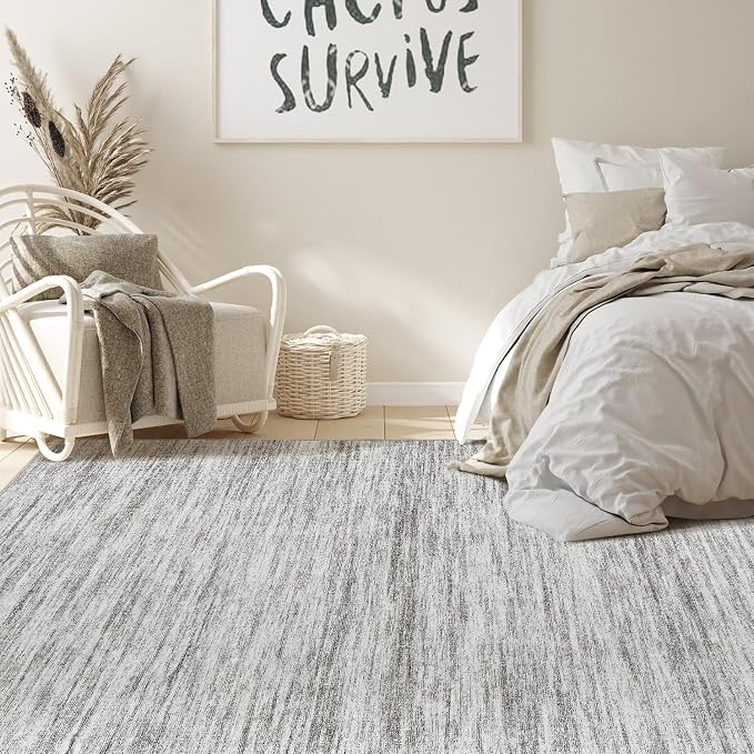 Nakagishi 9x12 Area Rugs Living Room: Washable Large Vintage Rug Neutral - Image 6