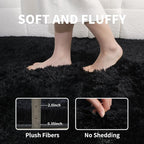 KICHOWUA 5x8 Black Fluffy Shag Rug - Image 3