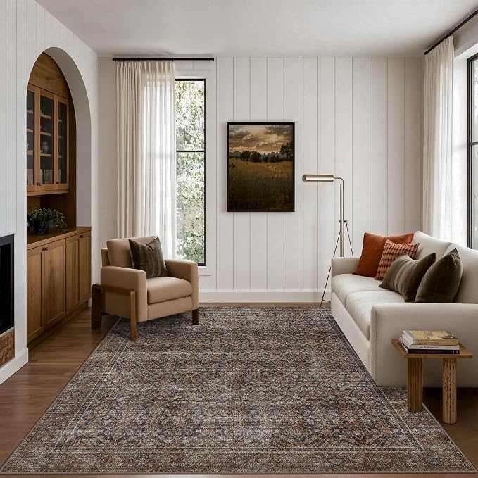 Latte&Fog 5x7 Area Rugs for Living Room, Vintage Taupe Brown Washable Rug by LatteFog
