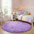 Amdrebio Purple Round Rugs 5Ft for Girls Bedroom Decor Aesthetic, Fluffy Fuzzy - Image 3