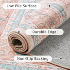 DCX 3x5 Pink Vintage Floral Rug, Machine Washable Non Slip Low Pile Carpet - Image 4