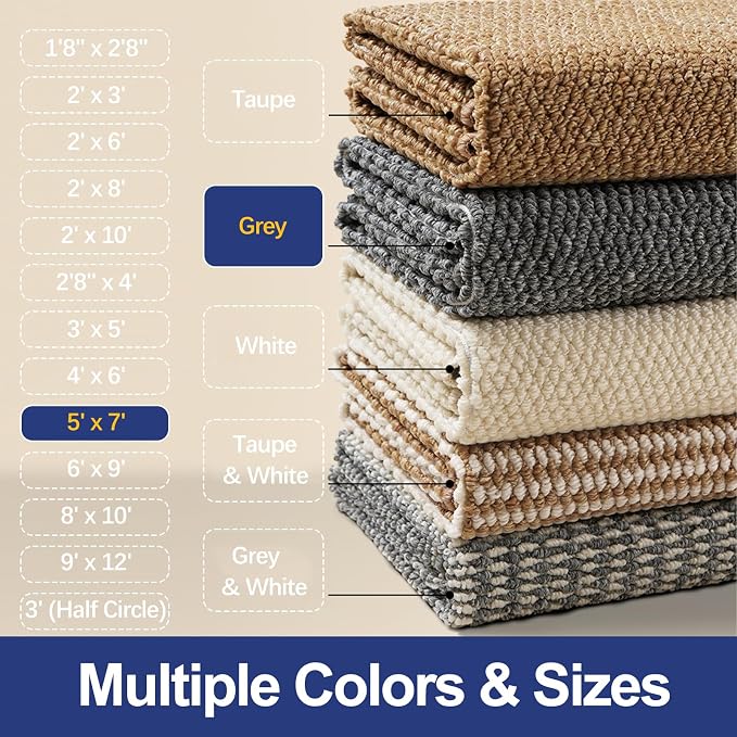Faux Jute Area Rug 5'x7', Washable & Non-Slip, No Odor. Farmhouse Boho Style - Image 7