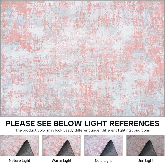Pink Rug Carpet 6x9 Area Rugs for Bedroom Girls: Washable Modern Rug for Living - Image 7