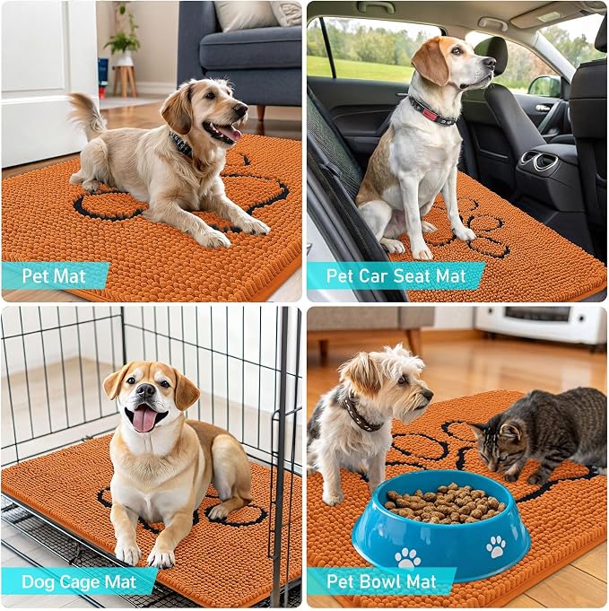 OLANLY Dog Door Mat for Muddy Paws 48x30, Paw Print Design, Absorbs Moisture - Image 7