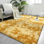 FlyDOIT Large Area Rugs for Living Room, 4x6 Feet Tie-Dyed Orange Shaggy Rug by FlyDOIT