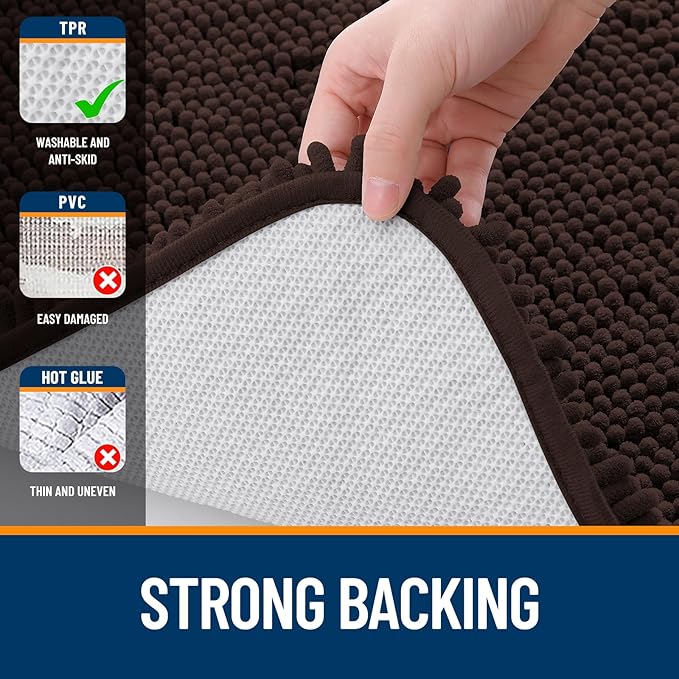 OLANLY Bathroom Rugs 36x24, Extra Soft Absorbent Chenille Bath Rugs, Rubber - Image 6
