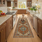 RELEANY Area Rugs Runner 2'x8' Washable Non-Slip, Floral Vintage Distress by RELEANY