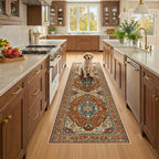 RELEANY Area Rugs Runner 2'6"x8' Washable Non-Slip, Floral Vintage Distress by RELEANY