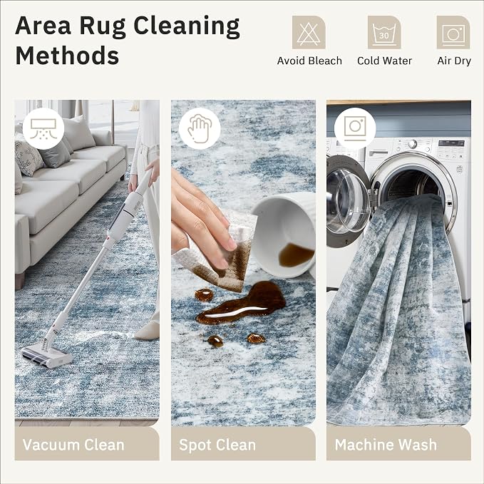 Soalmost Abstract Rug 8x10 Large Living Room Rugs Neutral Modern Washable Area - Image 5
