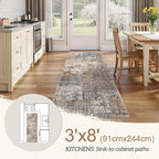 DMOYEST Washable Runner Rug for Hallway: 3x8 Neutral Modern Abstract Low Pile - Image 5