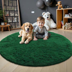 OLANLY Dark Green Round Rugs for Bedroom - Image 3
