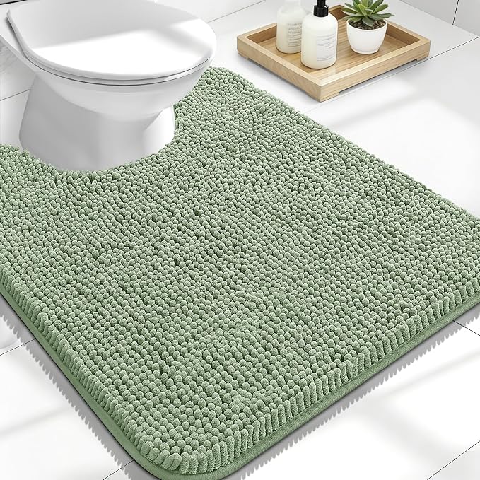 OLANLY Toilet Rugs U-Shaped 24x20, Extra Soft Absorbent Chenille Contour by OLANLY