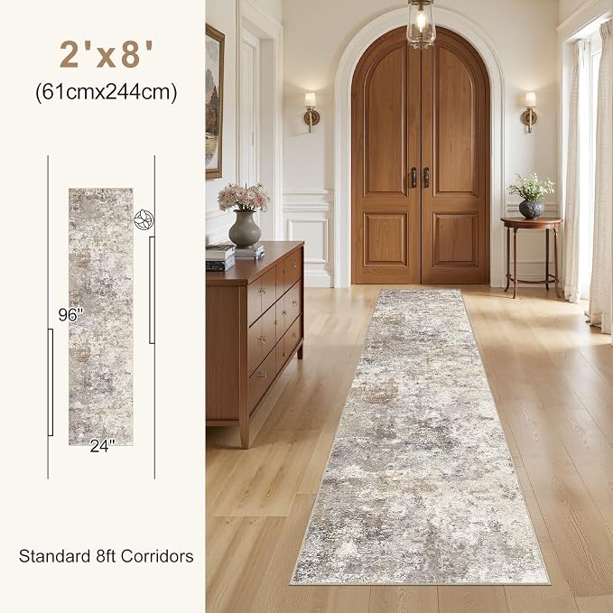 UERMEI 2x8 Washable Runner Rug for Hallway, Non Slip Low Pile Kitchen Carpet - Image 5