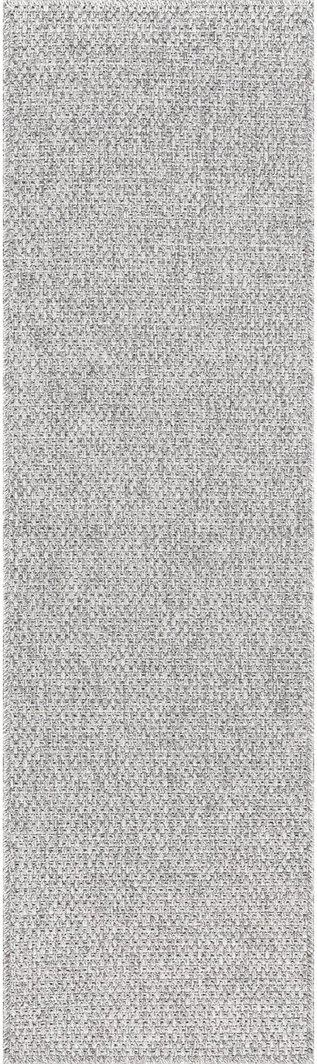 CAMILSON Indoor and Outdoor Runner Rug Gray Solid Boho Woven Design - Image 2