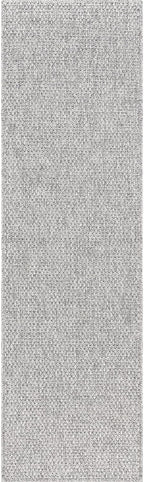 CAMILSON Indoor and Outdoor Runner Rug Gray Solid Boho Woven Design - Image 2