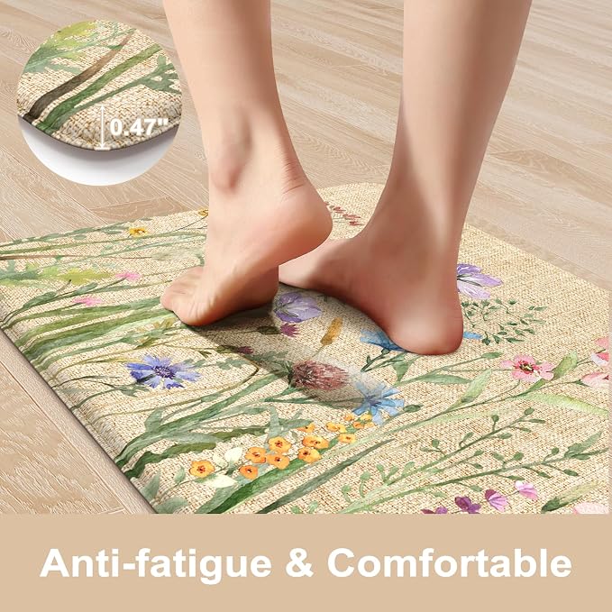 KIMODE Anti Fatigue Kitchen Mats, Farmhouse Kitchen Rugs Sets of 2, Non Slip - Image 2