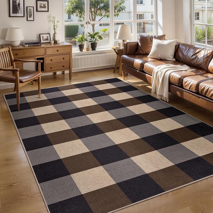 Tangsoo Checkered 4x6 Washable Easy Jute Area Rug by Tangsoo