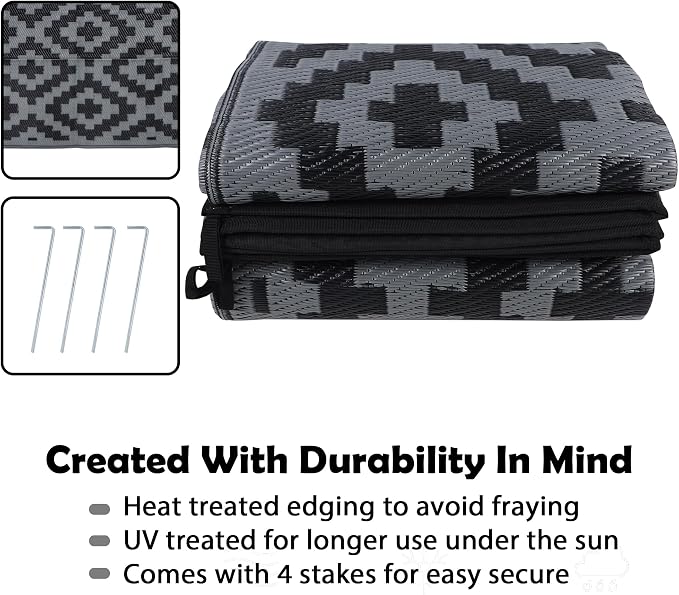 SAND MINE Waterproof Outdoor Rug, Plastic Reversible Rug, Modern Area Rug - Image 4