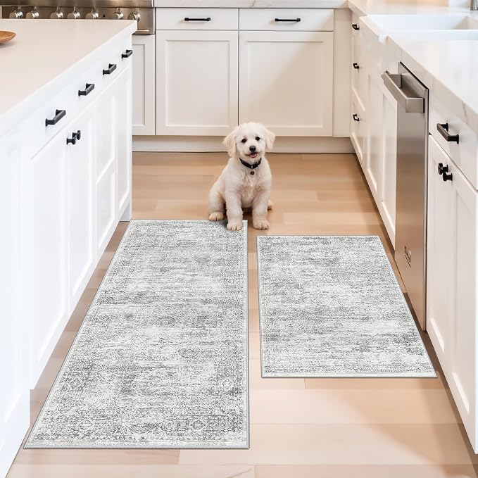 Kitchen Mats for Floor 2 Piece, Non Slip Washable Kitchen Rugs Sets for Floor by BYYVOORugsforYourHome