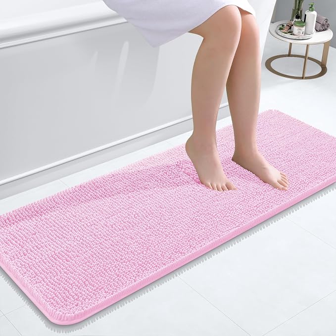 OLANLY Bathroom Runner Rugs 47x17, Extra Soft Absorbent Chenille Bath Rugs by OLANLY