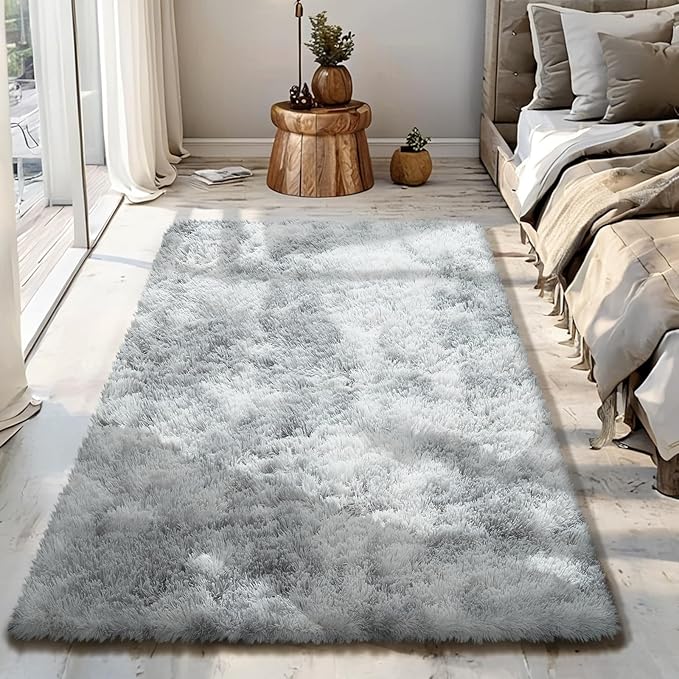 Fluffy Rug Shag Area Rug, Mottling Grey 3x5 Area Rugs by Yongyangjuxi