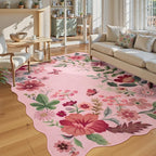 Lahome Floral Living Room Rugs, Non-Slip Washable Rugs Throw Boho Rug by Lahome