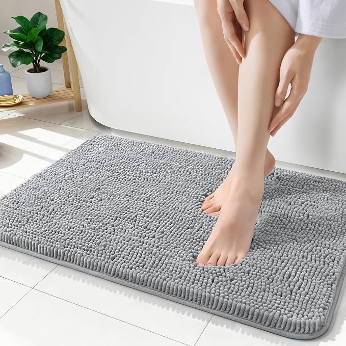 OLANLY Bathroom Rugs 35x24, Extra Soft Absorbent Chenille Bath Rugs, Rubber - Image 3