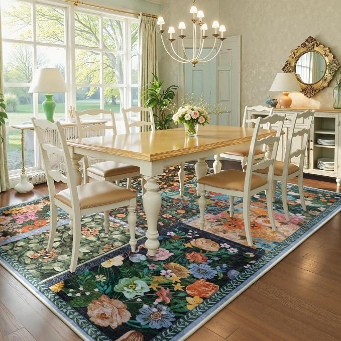 LIVEBOX Washable Living Room Rug 8x10, Soft Patchwork Tumble Rugs Washable - Image 4