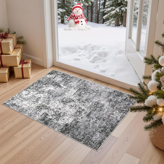 DMOYEST 2x3 Entryway Area Rug: Washable Neutral Modern Abstract Small Rug by DMOYEST