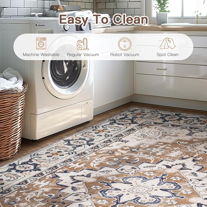 Lofus 2x10 Hallway Washable Runner Rug, Vintage Kitchen Runners Non Slip - Image 4