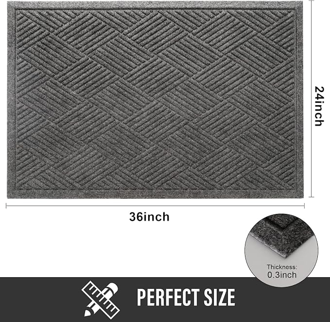 HIYARD Sturdy Front Door Mat, Absorbent Muddy Dirt Resist Welcome Door Mats - Image 2