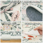 Runner Rug for Entryway: 3x10 Kitchen Rugs Floral Washable Rug Green/Beige | - Image 7