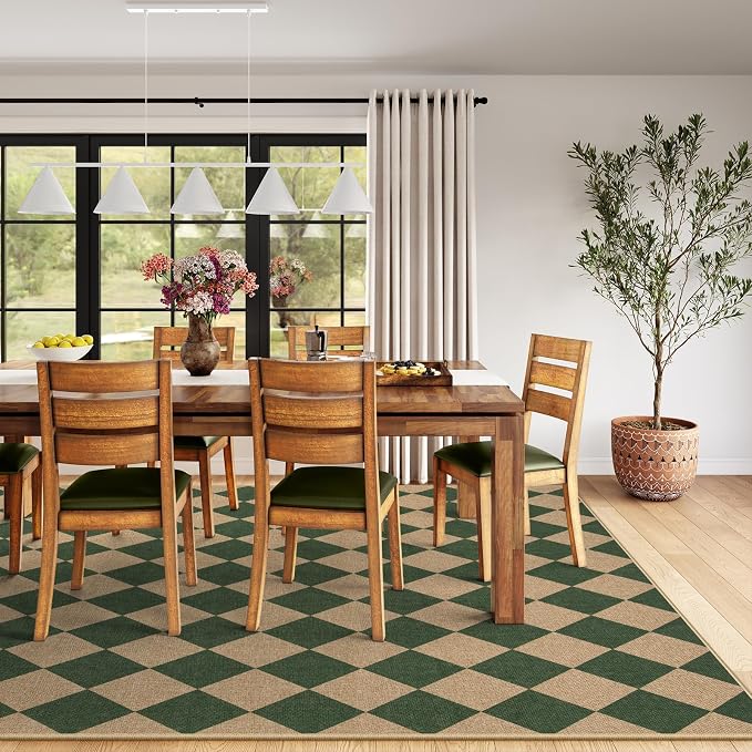 Lahome Colette Checkered Washable Rugs 8x10, Easy Jute Rug - Image 4