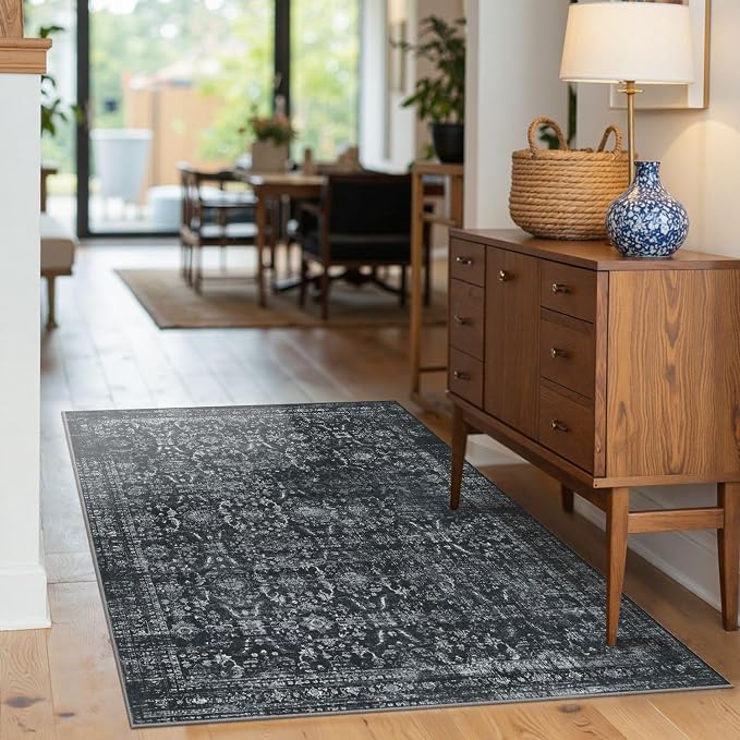 Rugxara 3x5 Rug for Entryway Bedroom, Vintage Retro Boho Throw Rug, Non Slip & - Image 3