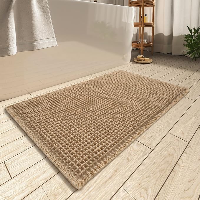 AMOAMI Upgraded Waffle Bath Mat, Super Absorbent Non Slip Bath Mats by AMOAMI